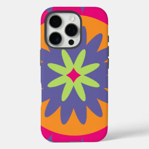 orange and pink floral shapes illustration iPhone 16 pro case