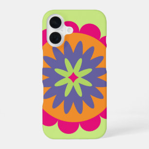 orange and pink floral shapes illustration iPhone 16 case