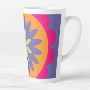 orange and pink floral shapes illustration latte mug