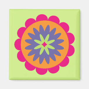 orange and pink floral shapes illustration magnet