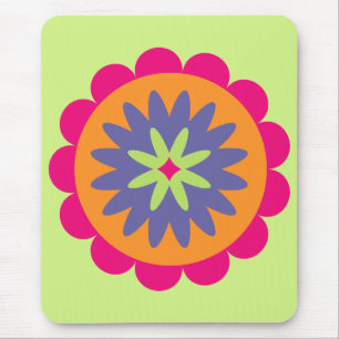 orange and pink floral shapes illustration mouse mat