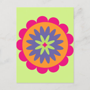orange and pink floral shapes illustration postcard