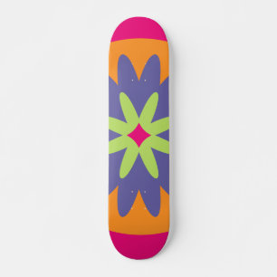 orange and pink floral shapes illustration skateboard