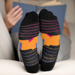 orange and pink floral shapes illustration socks