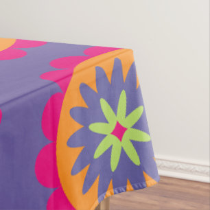 orange and pink floral shapes illustration tablecloth