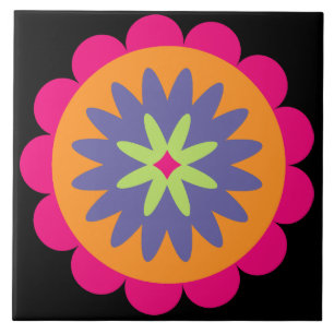 orange and pink floral shapes illustration tile