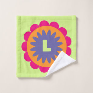 orange and pink floral shapes illustration wash cloth