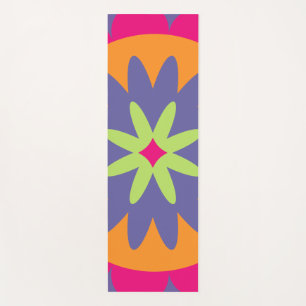 orange and pink floral shapes illustration yoga mat