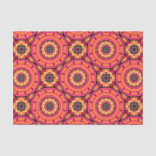 Orange and Pink Funky Mosaic Geometric Pattern Tissue Paper