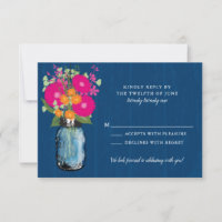 Orange and Pink Gerber Daisies Mason Jar RSVP Invi