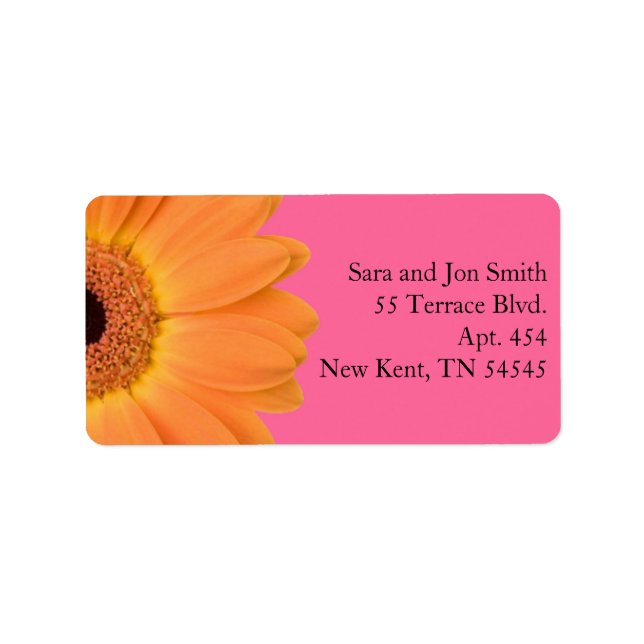 Orange and Pink Gerber Daisy Address Labels (Front)
