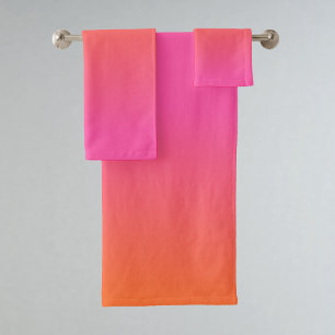 Orange and Pink Gradient Bath Towel Set
