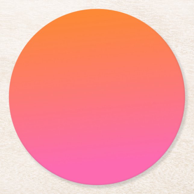 Orange and Pink Gradient Round Paper Coaster (Front)