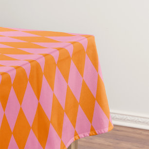 Orange and Pink Harlequin Checkered Design  Tablecloth