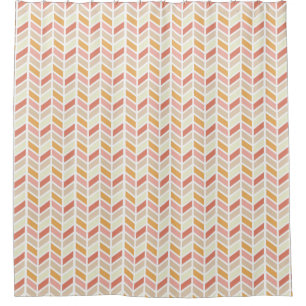 Orange and Pink Herringbone Pattern Design Shower Curtain