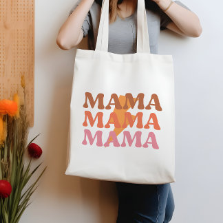 Orange and Pink Mama Mama Mama Quote Tote Bag
