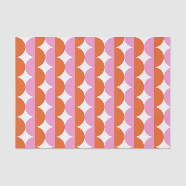 Orange and Pink Mid Century Modern Wavy  Tissue Paper (Front)