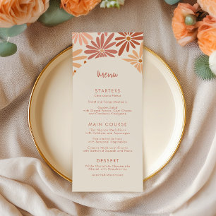 Orange and Pink Retro Floral Groovy Baby Shower Menu