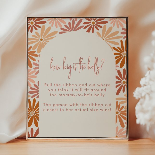 Orange and Pink Retro Floral How Big Is The Belly Poster (Creator Uploaded)