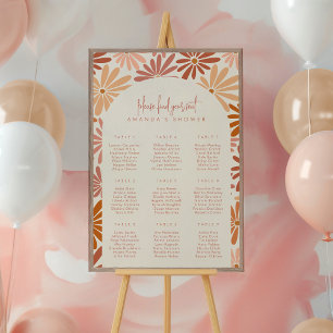 Orange and Pink Retro Floral Seating Chart Poster