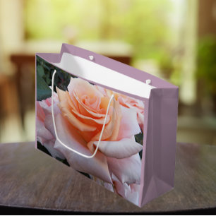 Orange and Pink Rose Floral Large Gift Bag