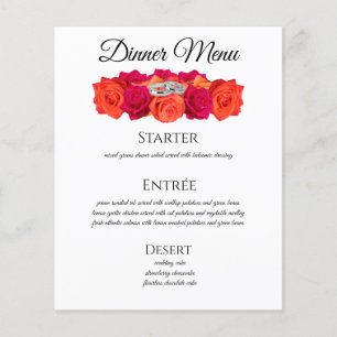 Orange and Pink-Roses-Wedding Drink- Dinner Menu-