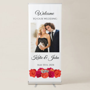 Orange and Pink Roses-Wedding Welcome Sign -Photo-