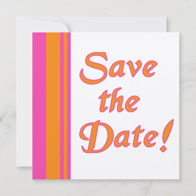 Orange and Pink Save the Date Cards (Front)