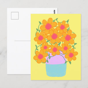 Orange And Pink Spring Flowers Postcard
