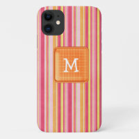 Orange and Pink Striped Monogram