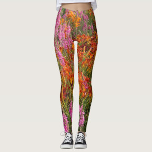 Orange and Pink Summer Flowers Legging