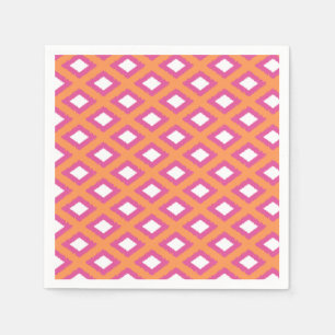Orange and Pink Tribal Diamond Ikat Pattern Napkin