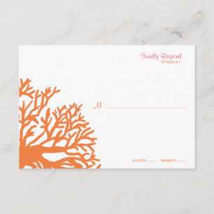 Orange and Pink Tropical Coral Wedding rsvp Card