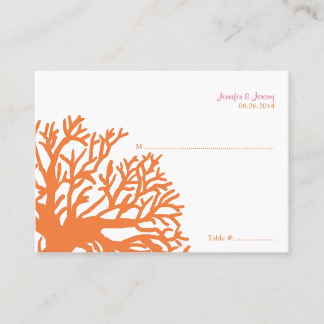 Orange and Pink Tropical Fish Seating Card (Front)