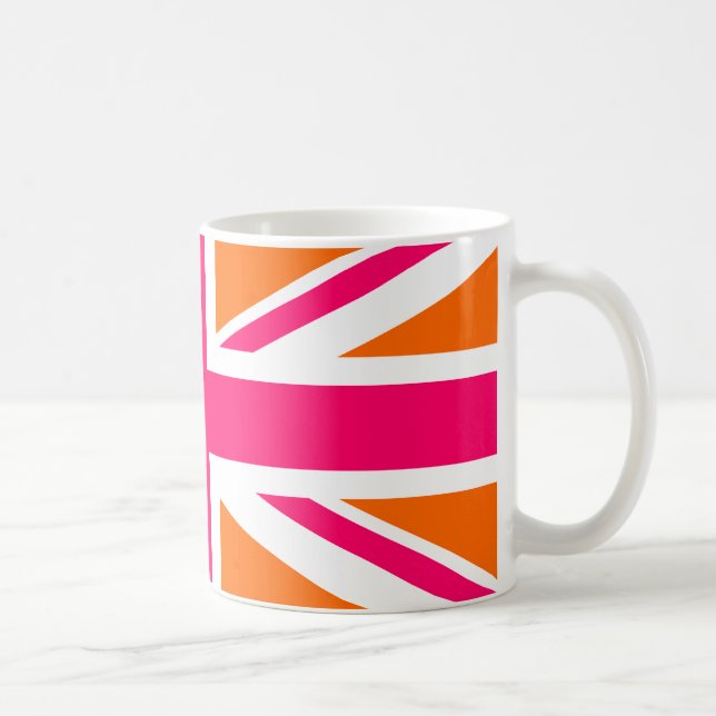 Orange and Pink Union Jack Coffee Mug (Right)