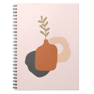Orange and Pink Vase Delicate Art Design Spiral Notebook