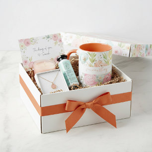 Orange and pink watercolor floral personalised mug