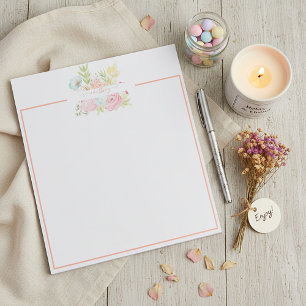 Orange and pink watercolor floral personalised   notepad