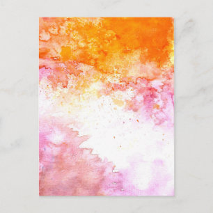 Orange and Pink Watercolor Ink Pattern Postcard