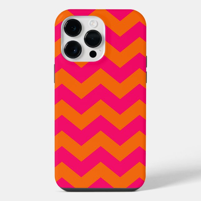 Orange and Pink Zigzag iPhone Case (Back)