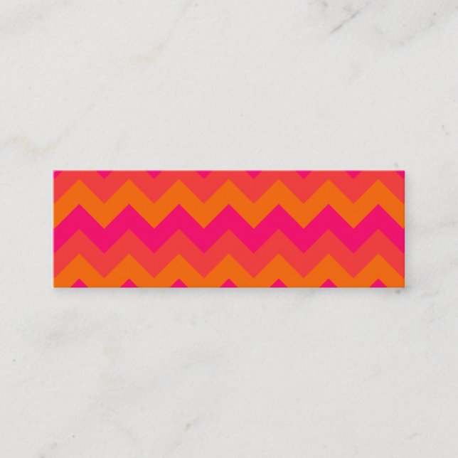 Orange and Pink Zigzag Mini Business Card (Front)