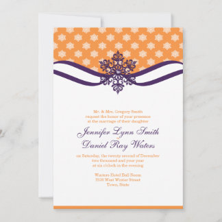 Orange And Plum Winter Wedding Invitations