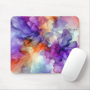 Orange and Purple Alcohol Ink Abstract Mouse Mat