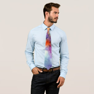 Orange and Purple Alcohol Ink Abstract Tie