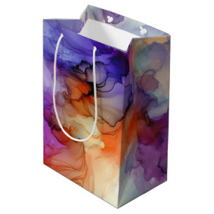 Orange and Purple Alcohol Ink Design Medium Gift Bag
