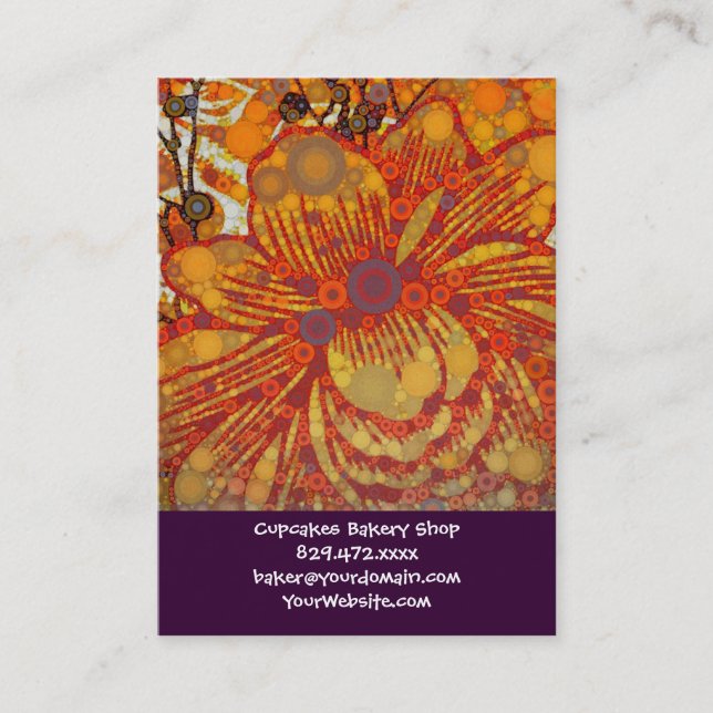 Orange and Purple Floral Modern Pop Art Business Card (Front)