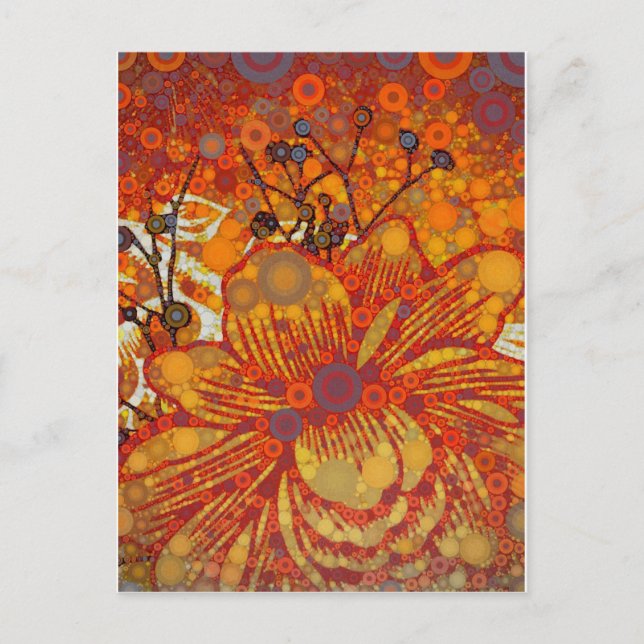 Orange and Purple Floral Modern Pop Art Postcard (Front)