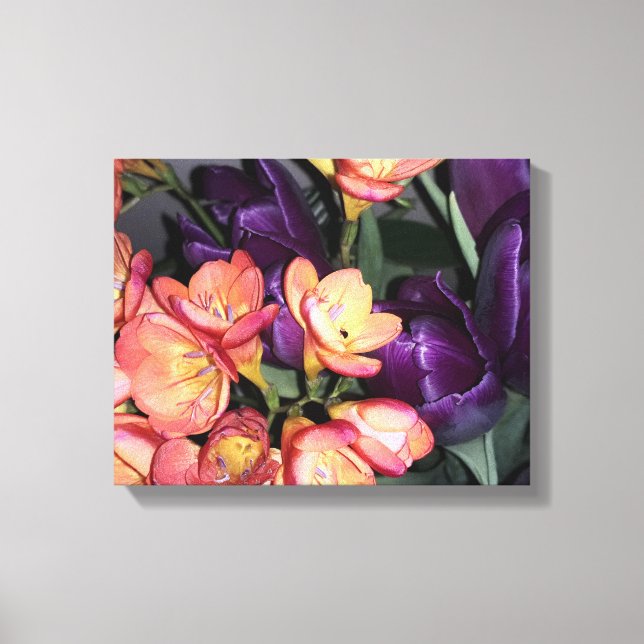 Orange and purple flowers canvas print (Front)