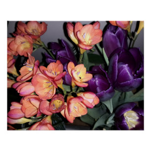 Orange and purple flowers poster