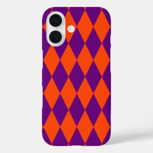 Orange and Purple Harlequin Checkered Design  iPhone 16 Case
